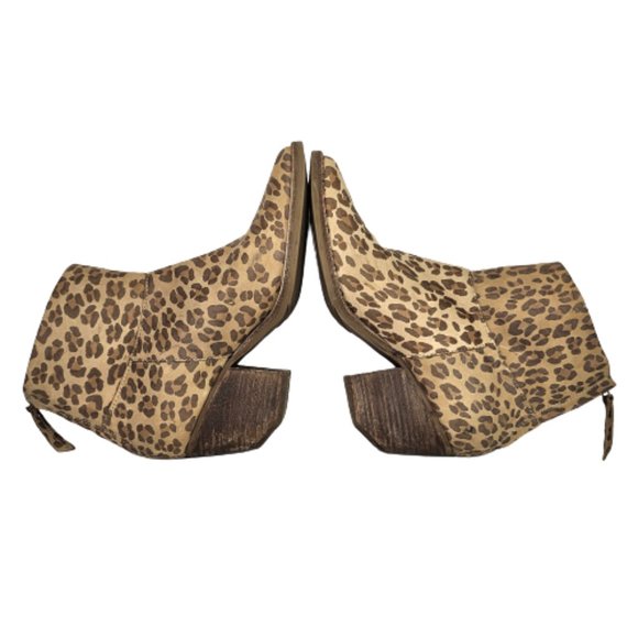 Matissa Premier Leopard Print Suede Leather Ankle Heeled Bootie Shoes Sz 6.5 - Picture 6 of 12